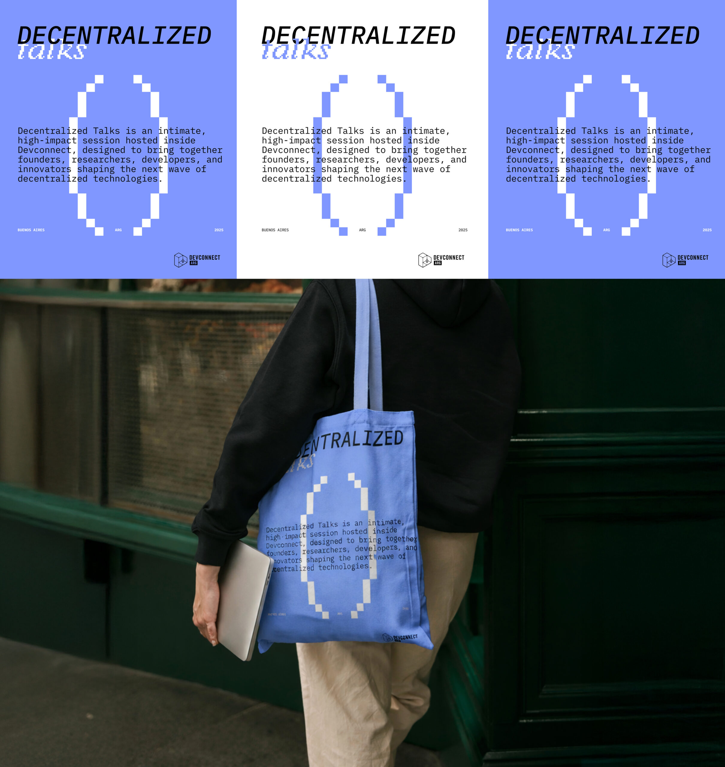 Decentralized Talks — posters and tote bag
