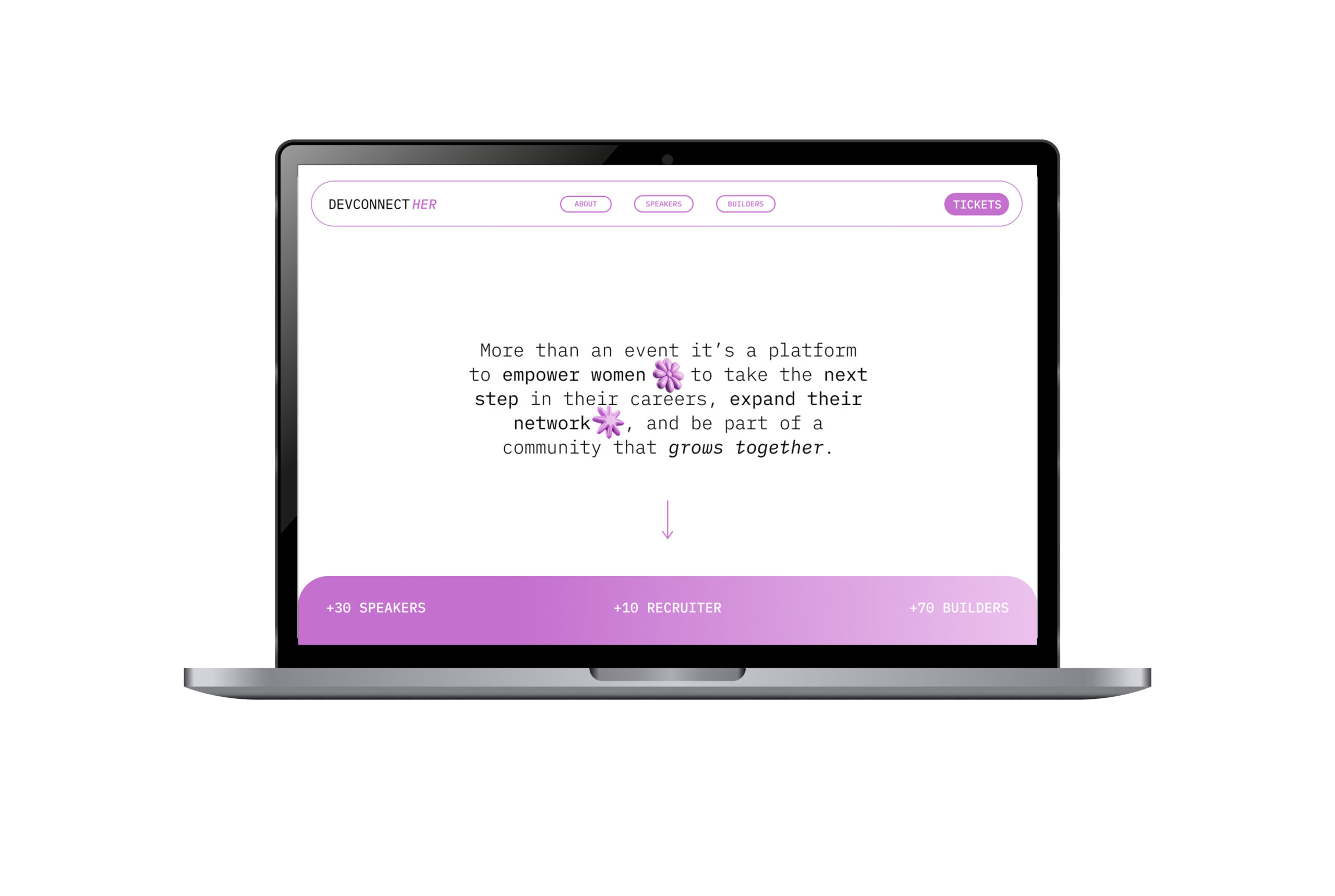 DevConnectHer — website on a laptop