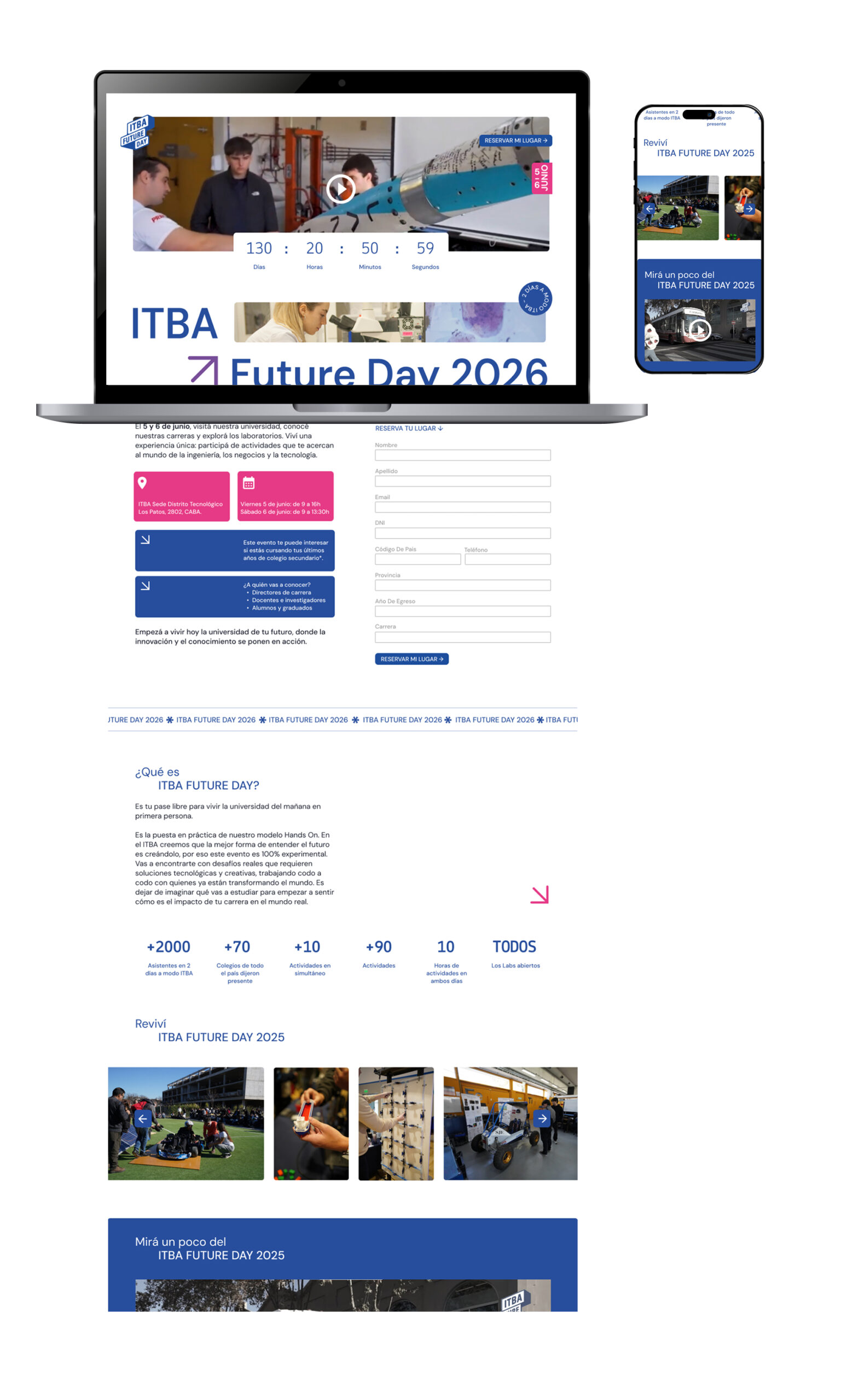 ITBA Future Day — redesigned landing page on desktop and mobile